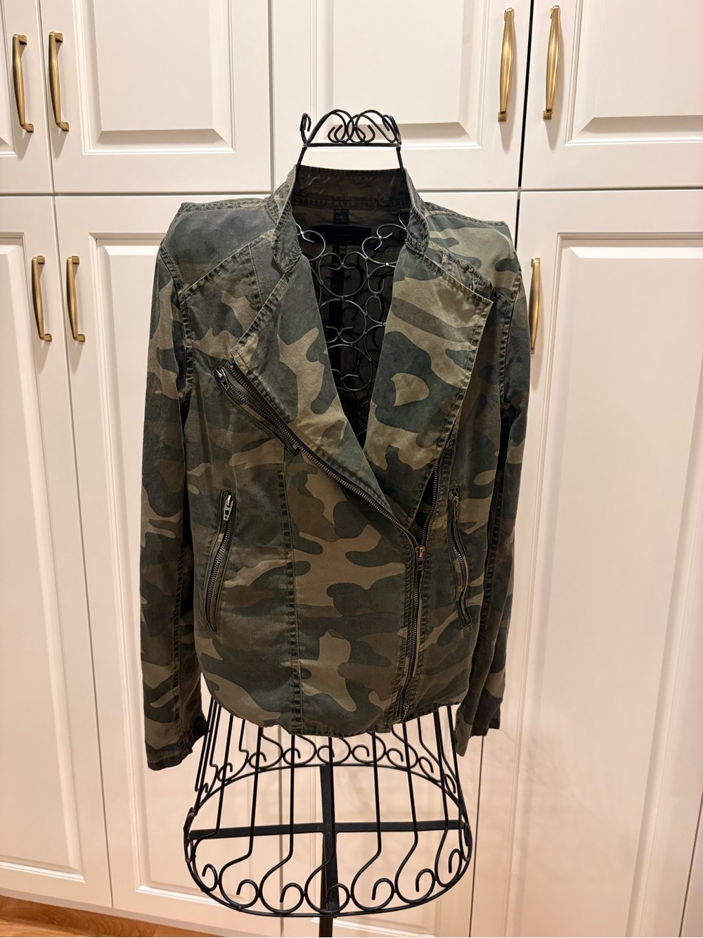 BLANKNYC 'On Duty' Camouflage Cotton Lyocell Asymmetrical Zip Moto Jacket"